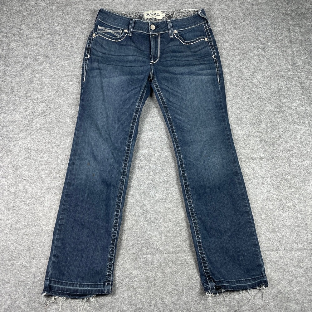 Ariat REAL Jeans Womens 32S (Fits 32x31) Blue Dresden Mid Rise Straight Leg